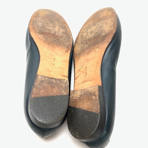 COLE HAAN Navy Blue Leather Upper & Sole Woven Vintage ITALY Flats sz 6.5/ 7 - Picture 13 of 16